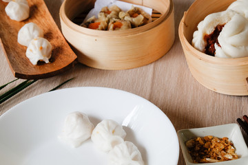 Set of Dim sum Enjoying traditional Chinese dumpling.