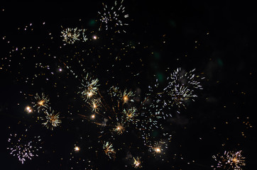 Fireworks and bokeh blurred background