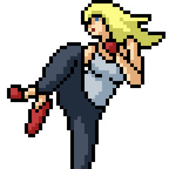Fototapeta premium vector pixel art martial art girl