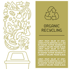 Organic waste information booklet. Line style vector illustration. There is place for your text