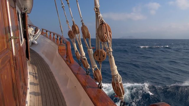 Old sailing ship vessel in the Cyclades