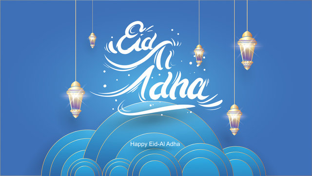 Eid al-Adha handwritten design with fun concept and pastel color