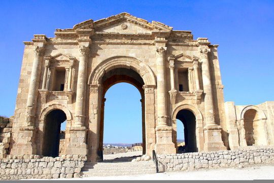 Triumphal Arch of Hadrian in Jerash, Jordan