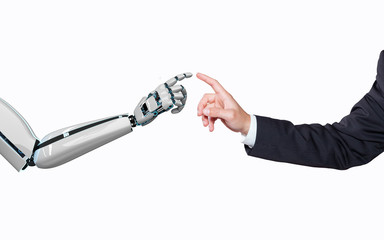 Businessman Robot Hands Connection