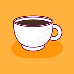 Vector cartoon isolated teacup with tea or coffee