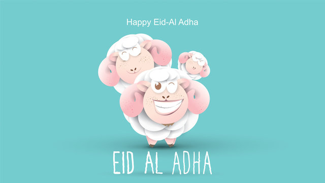 Eid al-Adha handwritten design with fun concept and pastel color
