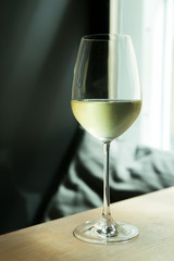 Refreshing white wine in a glass