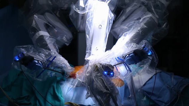 Medical operation involving robot. Medical robot. Robotic Surgery. 