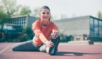 Obraz premium Exercises work with a smile.