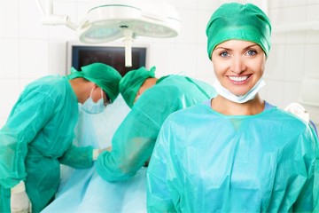 Fototapeta na wymiar Close-up of a Smiling Nurse / Doctor