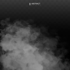 Fog or smoke isolated transparent special effect. Happy Halloween. Halloween composition. White vector cloudiness, mist or smog background. Vector illustration
