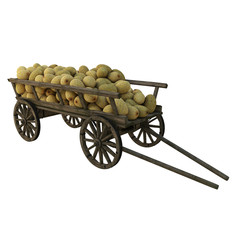 Melon in wooden cart