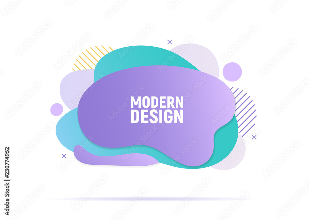 Wall mural trendy dynamic fluid elements. modern liquid geometric shapes. abstract gradient shapes. vector illu