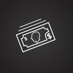 Cash money thin line on black background icon