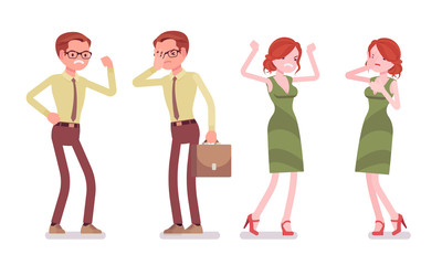 Obraz premium Male and female clerk negative emotions