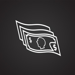 Cash money thin line on black background icon