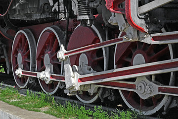 Fototapeta na wymiar .The wheels of the old train. Nastolgiya. Locomotive.