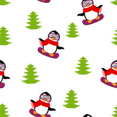 winter pattern with penguin