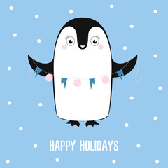 winter poster with penguin