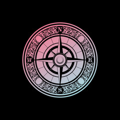 Vector hand drawn illustration of vintage compass. Tattoo artwork. Template for card, poster, banner, print for t-shirt.