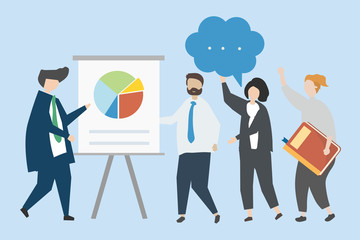 A representation of work training by a manager illustration