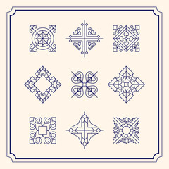 Collection of vintage ornament frame illustration