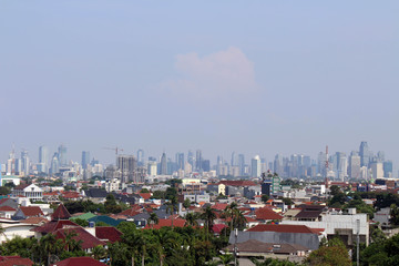 The skyscraper of Jakarta on Sunday and residential area