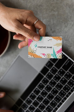 Handing Out A Business Card Mockup