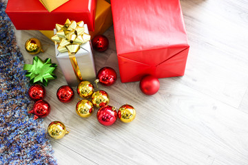 Christmas gift boxes with decorations,Christmastime celebration and Happy new year.