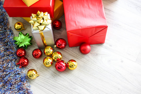 Christmas gift boxes with decorations,Christmastime celebration and Happy new year.