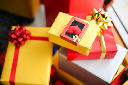 Christmas gift boxes with decorations,Christmastime celebration and Happy new year.