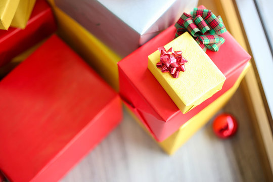 Christmas gift boxes with decorations,Christmastime celebration and Happy new year.