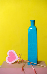 still life with blue vase. Free place for text 