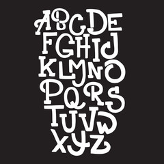 Hand drawn trendy font. Custom handwritten alphabet. Original Letters. Vintage retro hand drawn typeface . Vector illustration.