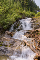 Fototapeta na wymiar Waterfall from a glacier in jasper national park