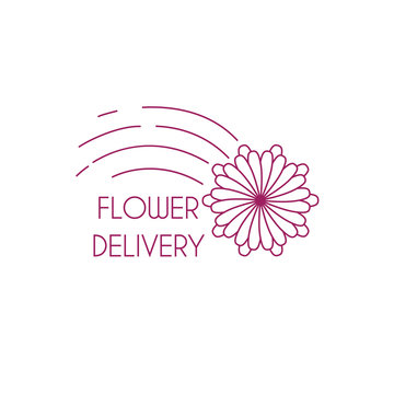 Fast Flower Delivery Linear Logo Vector Illustration