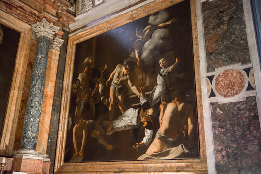 Caravaggio, martyrdom of St. Matthew, church of Saint Louis of the French, Rome, Italy