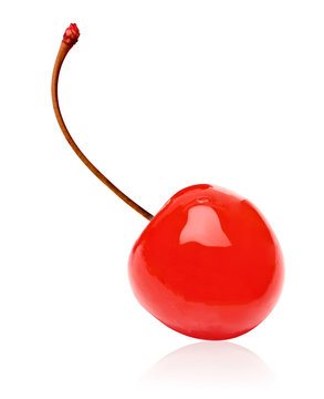 Maraschino cherry isolated on white background