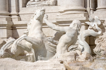 Trevi Fountain, sculptural detail. Rome Italy