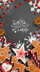 Mobile phone Christmas wallpaper, gingerbread and ornaments
