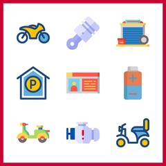 motor icons set. test, energy, technology and application graphic works