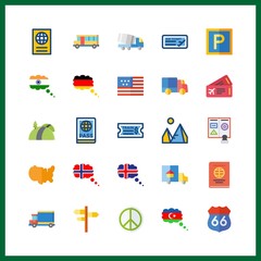 destination icons set. travel, public, country and pride graphic works