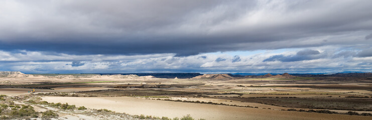 Panorama landscape of Parque natural de Bardenas Reales en Navarra