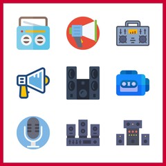 9 voice icon. Vector illustration voice set. sound system and microphone icons for voice works