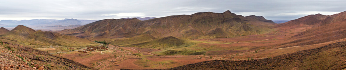 Amazing panorama landscape showing the Atlas Mountains Western Sahara Desert of Morocco