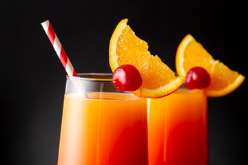 Icy tequila sunrise cocktails