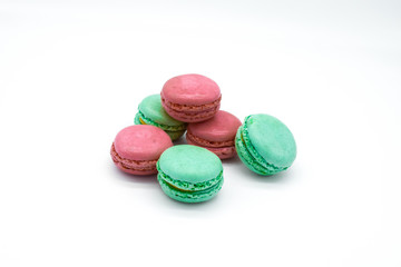 Sweet colorful macarons isolated on white background