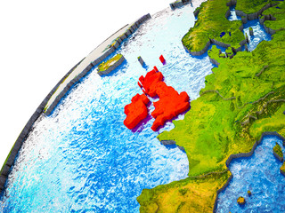 British Isles on 3D Earth model with visible country borders.