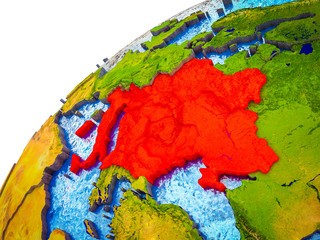 CEI countries on 3D Earth model with visible country borders.