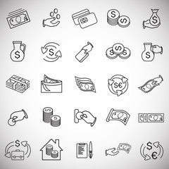 Money and finance thin line set on white background icons